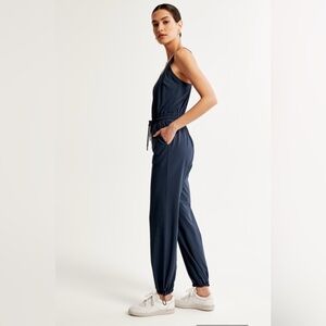 New! Abercrombie & Fitch Blue Jumpsuit with Wide-Leg Silhouette